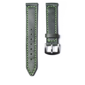 22 mm Çift Kat Deri Saat Kordonu-Yeşil 22 mm Çift Kat Deri Saat Kordonu-Yeşil