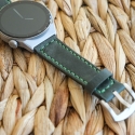 22 mm Çift Kat Deri Saat Kordonu-Yeşil